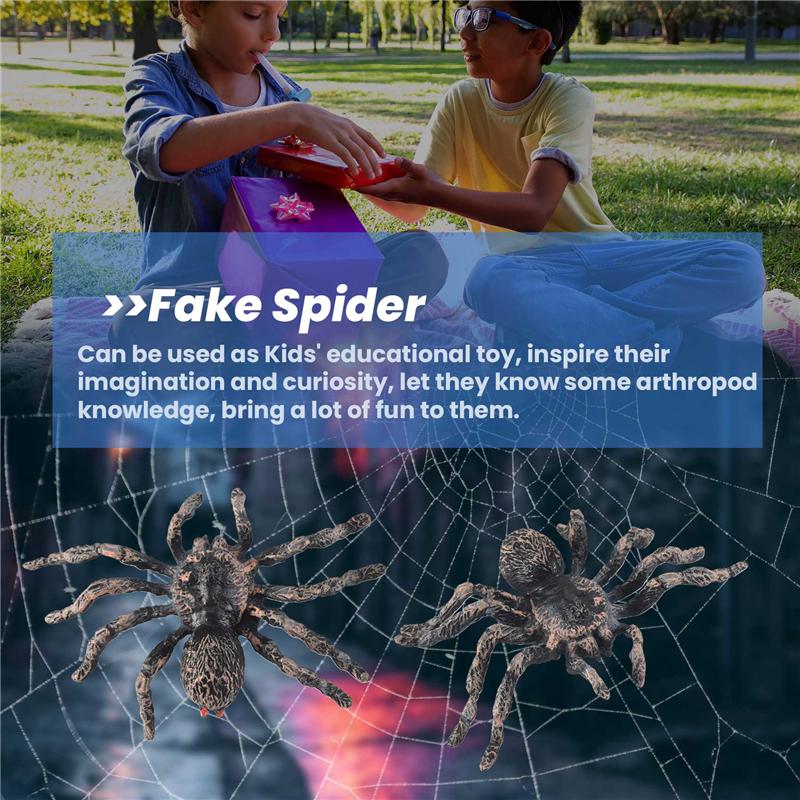 ABWR-2Pcs 9.5Cm Large Fake Realistic Spider Insect Model Toy Fun Halloween Scary Prop