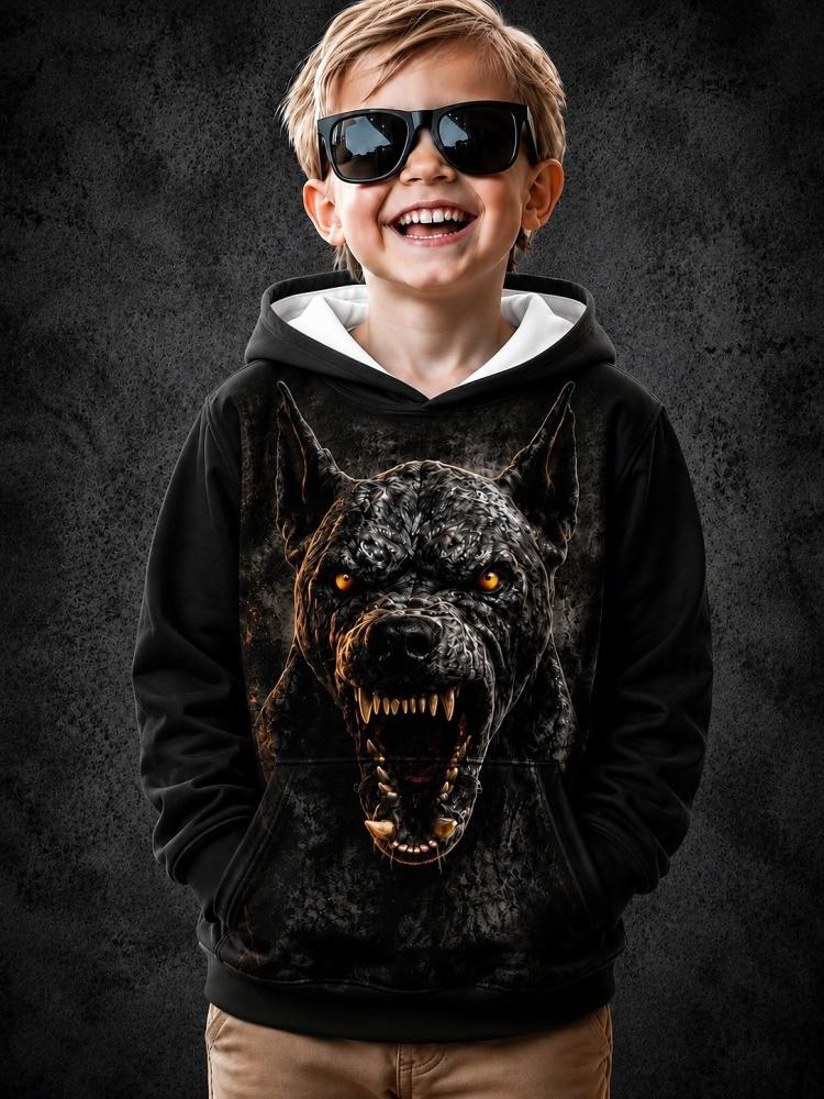 2026 Halloween Bluza z kapturem dla chłopców z grafiką czaszki 3D Pulower Długi rękaw Wiosenna Odzież sportowa Moda Streetwear Dzieci 4-7 lat Z kapturem Codzienna