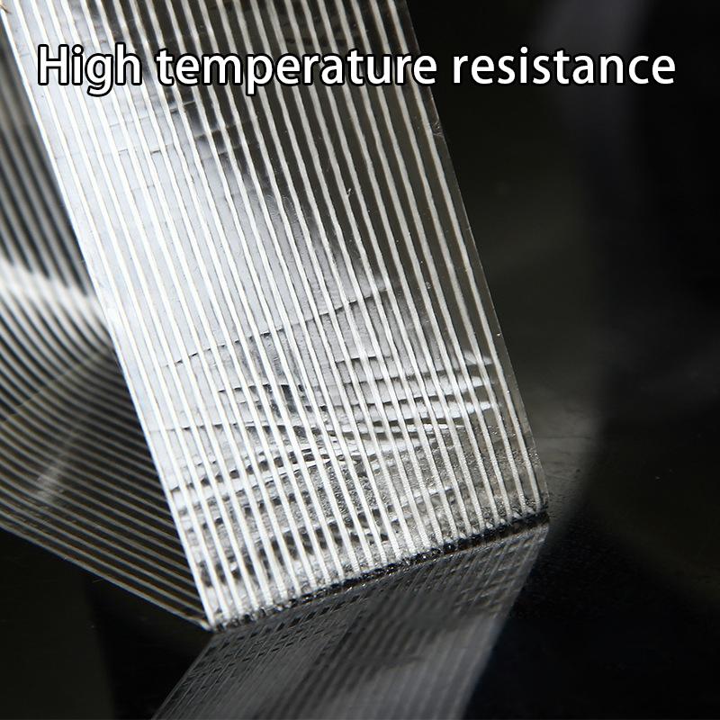 50M Commodity Grade Heavy Duty Transparent Reinforced Fiberglass Tape Stripe Grid Mesh Heat-Resistant Packaging Tape