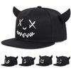 Unisex Smiling Face And Cow Horn Hip-Hop Hats Spring And Autumn Outdoor Adjustable Sports Casual Baseball Caps Sunscreen Hat