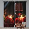 Set Of 2 Red Rose Wine Glass Candle Curtains Fashion Suitable Bedroom Living Room Dorm Curtain Polyester Ideal For Great