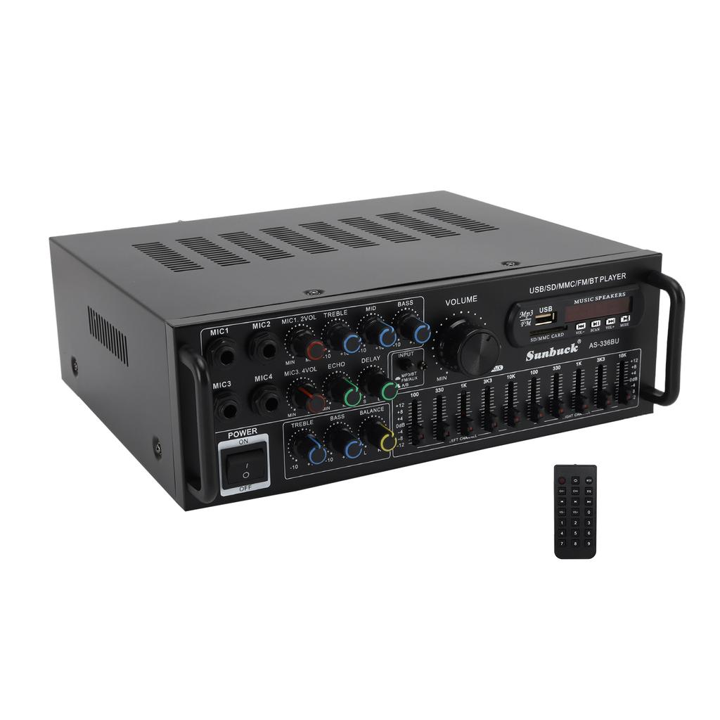 2000W Peak HiFi Power Amplifier for Car Stereo Home Theater Karaoke Speaker Sound System with Bluetooth 5.0, Remote Control