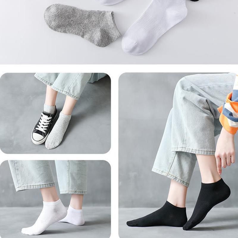 1/6 Pairs Unisex Solid Color Cotton Short Socks Fashionable Simple Couple Comfortable Sweat Absorbing Breathable Casual Socks