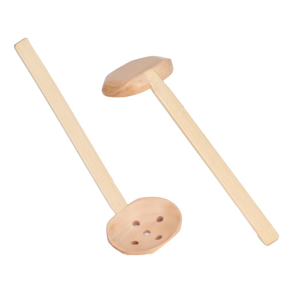 2pcs Wooden Spoon Reliable Durable Glossy Lightweight Ergonomic Comfortable Kitchen Supplies for Home