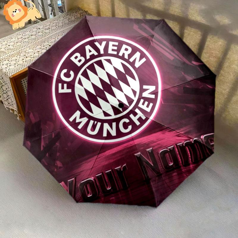 1 PC Automatic Folding Umbrella - FC Bayern Munchen Custom Name Pattern, Portable & Foldable Design with 8 Ribs, Christmas Birthday Gifts