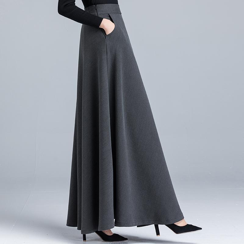 Damen Winter Wollrock mit hohem Bund, A-Linie, mittellang - Warm, Vielseitig, Kälteschutz, Figurschmeichelnd, Weiter Saum.