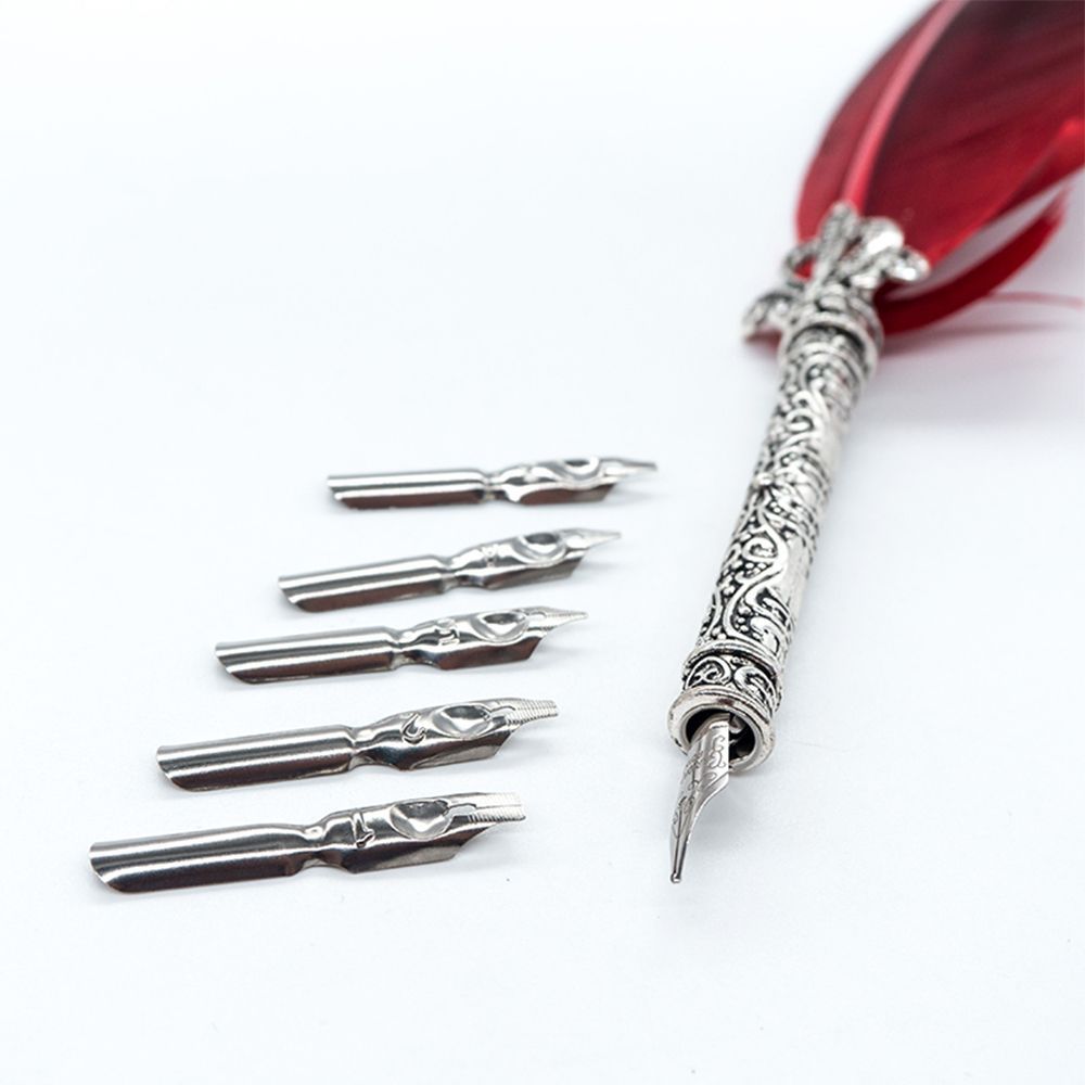 Oblique Ink Vintage Font Feather Gift Chancery Writing Pens Nib Fountain Pen Calligraphy Quill