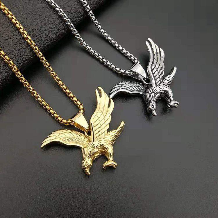 European and American Cross-border, Retro Punk Jewelry, Gold-plated Polished Oiled Eagle Pendant Pendant.