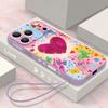 Colorful Pop Art Hearts Lanyard Case For iPhone 18 Pro Max 17 16 15 14 13 Pro Max 17E 16E Soft Silicone Cover