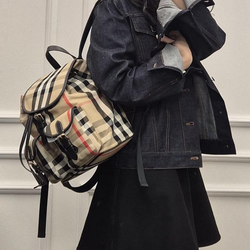 Burberry Classic Check Design Logo Backpack Unisex Backpack Beige 81231011
