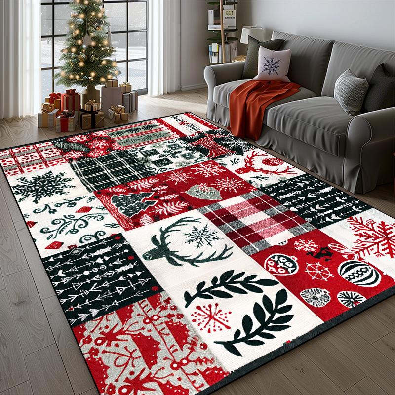Christmas Tree Carpet for Living Room Decoration Home Rugs Fluffy Soft Bedroom Bedside Floor Mat Non-slip Balcony Lounge Rugs