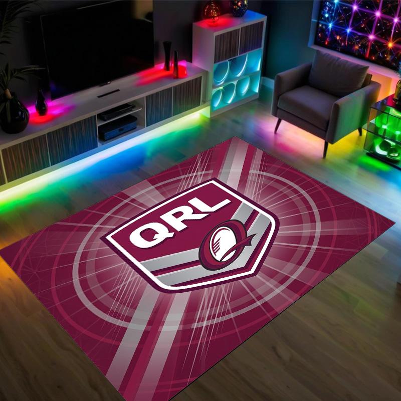 Queensland Maroons Design Crystal Velvet Carpet Cozy Non?Slip Printed Rug For Bedroom Living Room Entrance