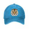 Tiger Head Print Black Cap  New Vintage Washed Baseball Cap