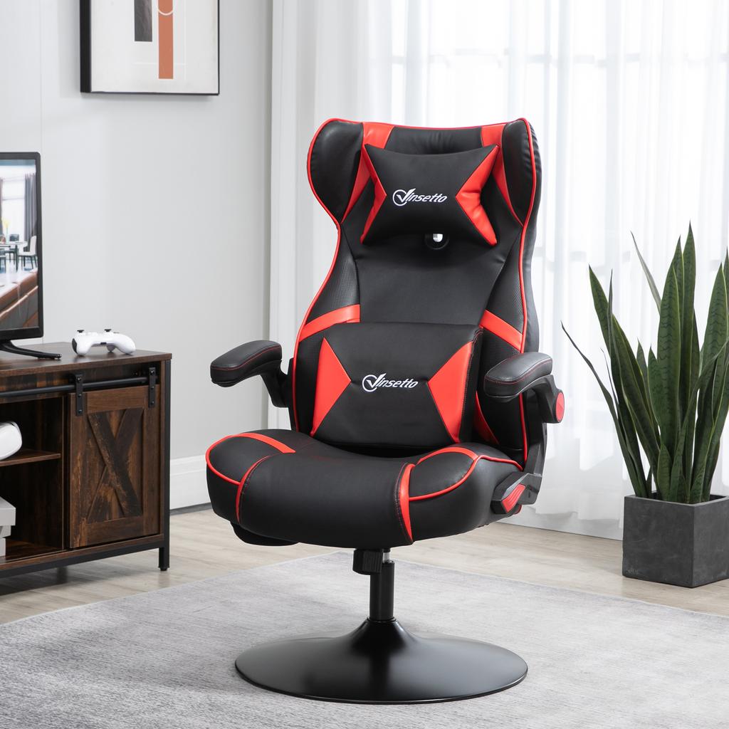 Gaming Chair, Gaming Seat, Integrated Speakers, Reclining Backrest, Black+Red, 69 X 73 X 118cm
