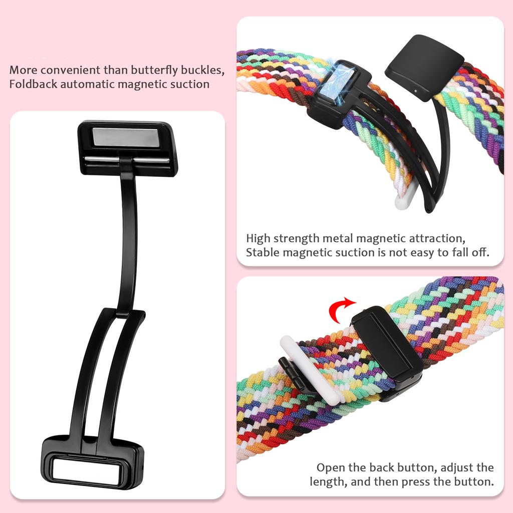Nylon Braid Watch Strap for Samsung Galaxy Watch8 Classic 46mm/Watch8 44mm/40mm Magnetic Buckle Wrist Band