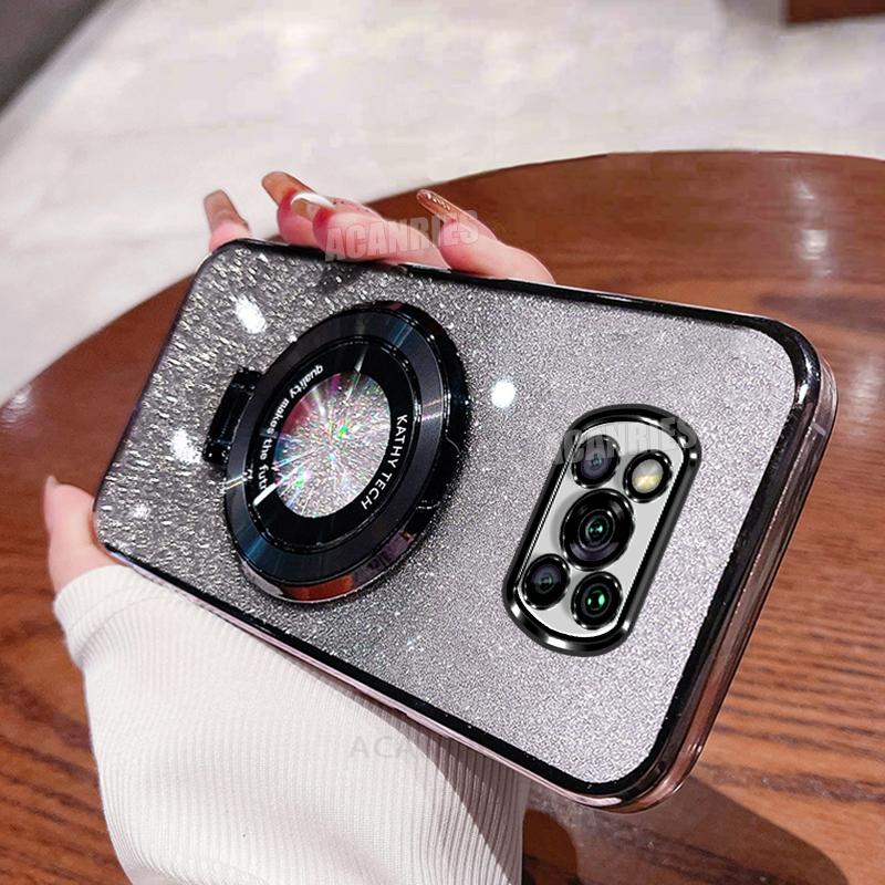 

Pocox3 Роскошный блестящий держатель для силиконового чехла для Xiaomi Mi Poco X3 Pro X3pro Nfc противоударный защитный чехол-подставка Pocox3pro Poco X3 Pro