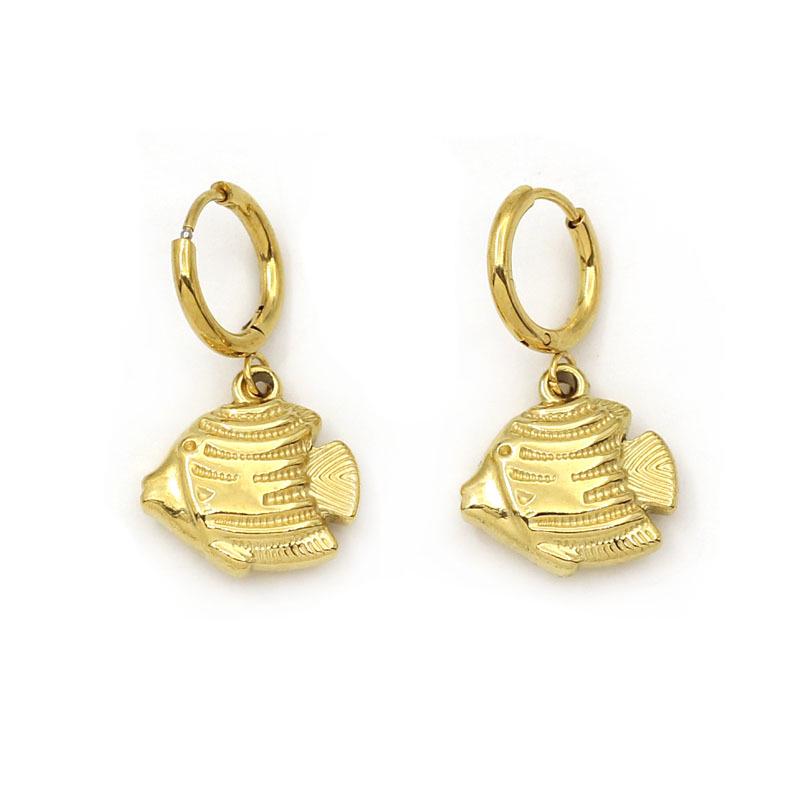 Stylish Seaside Resort Earrings: Seahorse, Sea Turtle & Crab Pendants In Gold-Plated Stainless Steel