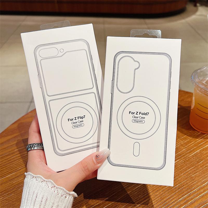 Original For Magsafe Magnetic Clear Case For Samsung Galaxy Z Fold 7 6 5 4 3 Z Flip 7 6 5 4 3 Wireless Charging Shockproof Cover