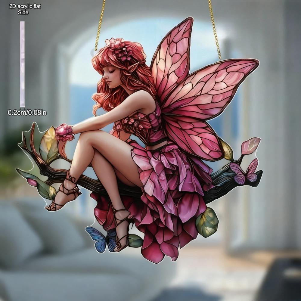 Pendant Pink Butterfly Fairy Car Decoration Ladies Bag Pendant Spring Home Decoration Gift, Perfect for Home, Kitchen, Bedroom, Garden, Bathroom