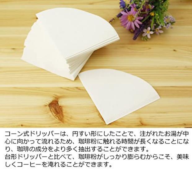 [Set of 6] Coffee Filters White for 2 To 4 Cups, Abaca Conical Shape, 100 Pieces [comes with Life Smile Original Coaster]