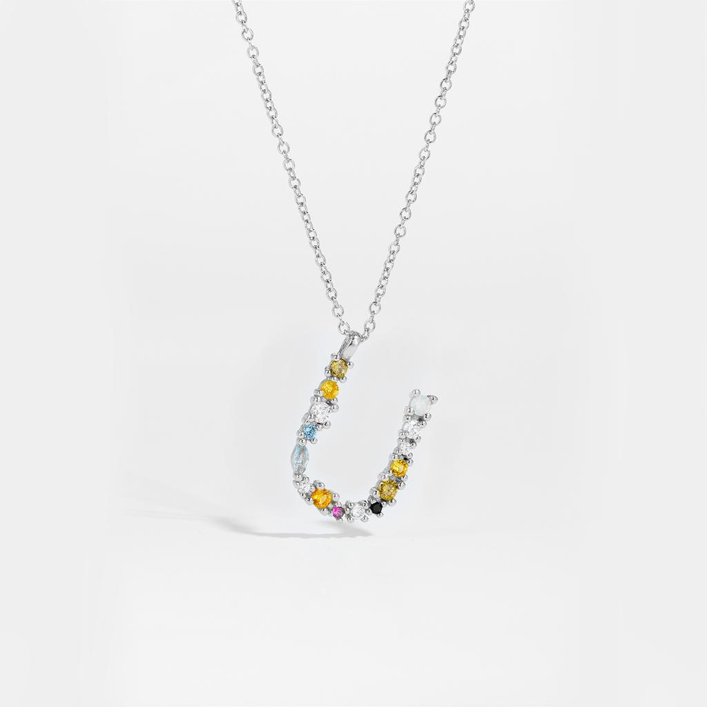 925 Sterling Silver Gold Letter M Pendant Initial F Alphabet Necklace Monogram Opals 2020 Women Accessories Jewelry