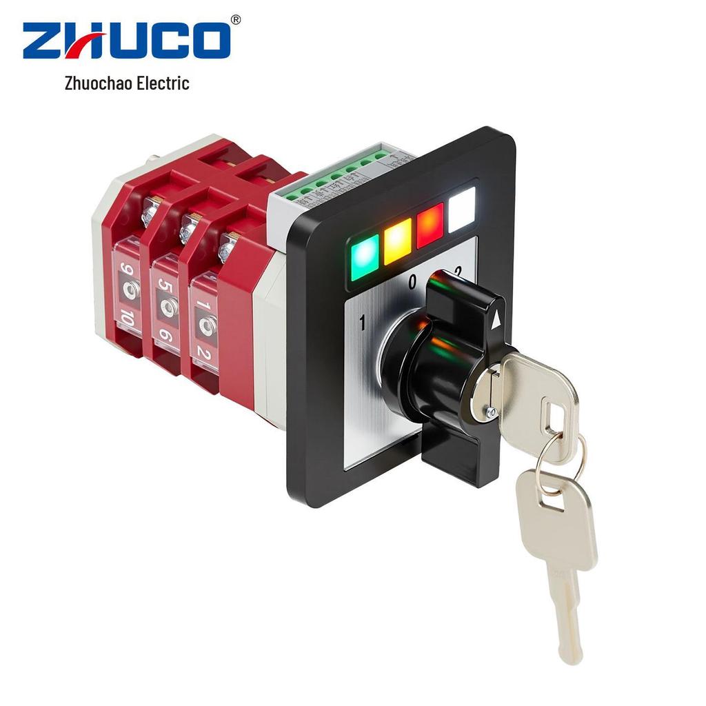 Zhuochao LW12-16/5822.3-72S4 Rotary Switch: 3-Section, 4-Speed with Indicator & Lock
