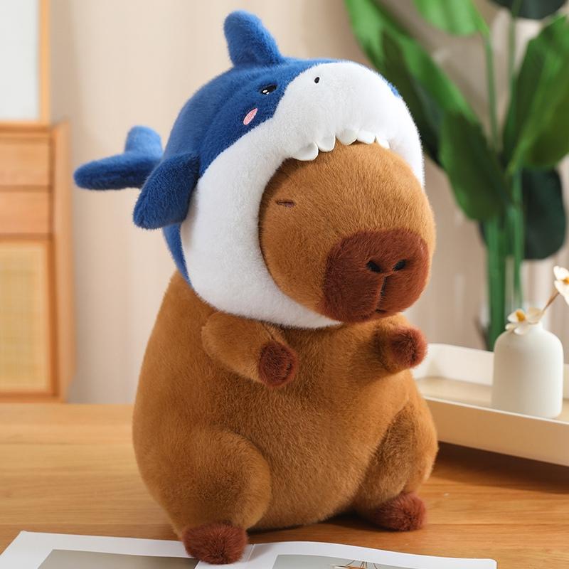 New 35/55cm Shark Capybara Plush Doll - Lifelike Cosplay Stuffed Animal Capybara Pillow Soft Toy Gift