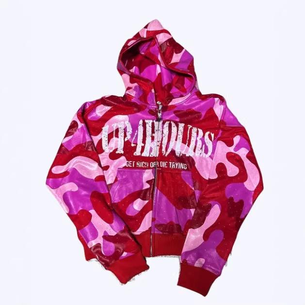 European and American 2025 American Graffiti Print Unisex Loose Casual Zipper Hoodie Trendy Brand