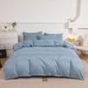 Haze Blue Duvet Cover Microfiber Solid Color Bedding Set,3pcs Comforter Cover with 2 Pillowcases Modern Home Bedroom Quilt Cover