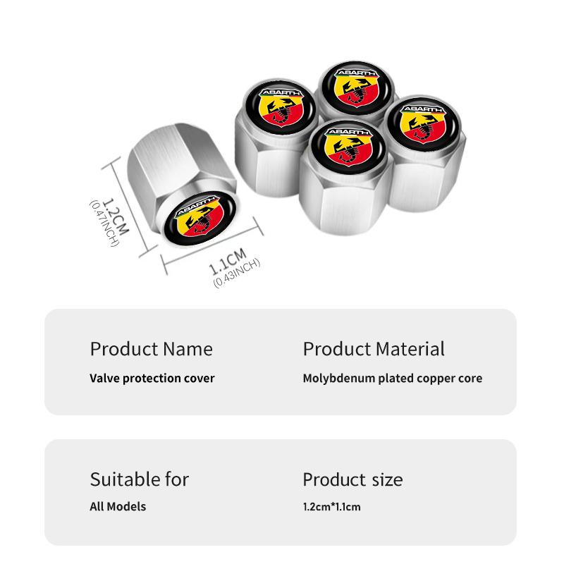 For Abarth 5pcs Metal Car Tire Wheel Theftproof Cap Air Valve Stem Cover Fiat Grande Punto Tipo Stilo Ducato Palio 500x