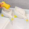 Self-Draining Duck Soap Dish with Drainage Holes Plastic Soap Sponge Holder Non-Slip Soap Tray Saver for Bathroom Kitchen Sink