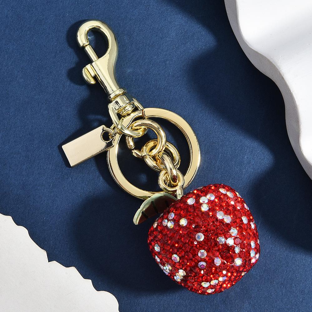 Stylish, Simple And Exquisite Full Diamond Apple Keychain Bag Pendant Versatile Bag Hanging Bag Accessories