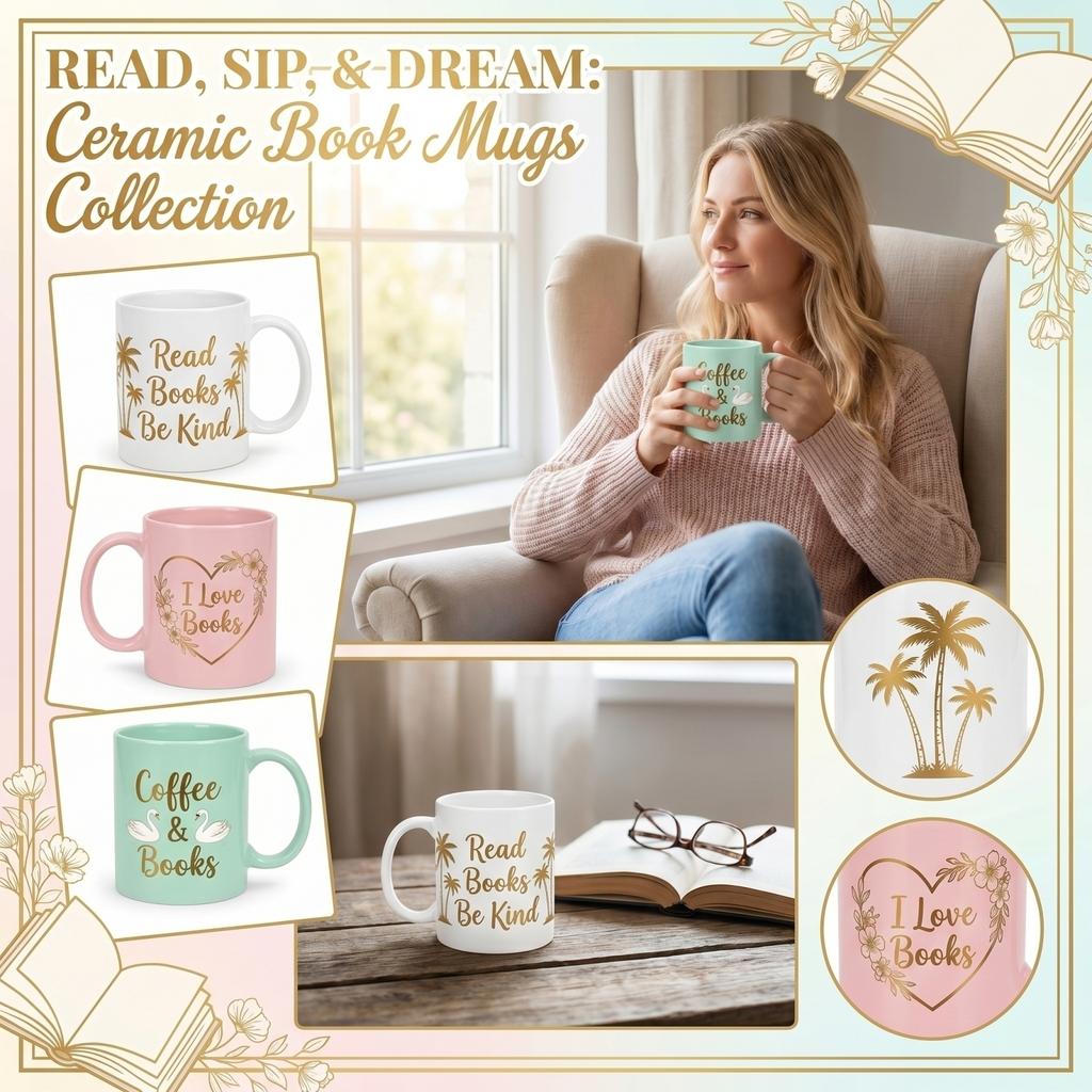 Ceramic Book Shaped Mug with Handle I Love Books Design Novelty Coffee Cup Unique Book Style Ceramic Mug for Home Office Use