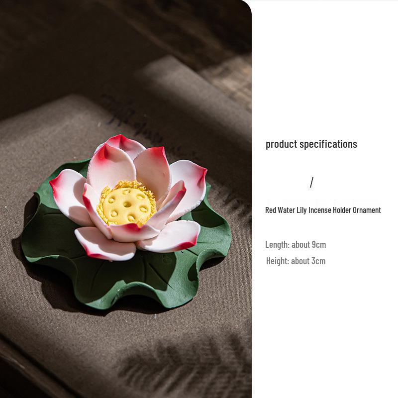 Handmade Ceramic Lotus Incense Holder for Indoor Use
