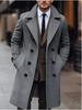 Gabardina de Lana de Doble Botonadura de Longitud Media para Hombre - Moda Europea y Americana, Estilo Coreano