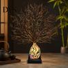 Creative Gift for Home Tree of Life Resin Night Light, Colorful Gemstone Mosaic LED Table Lamp with Solid Wood Base Base, Vintage Art Desktop