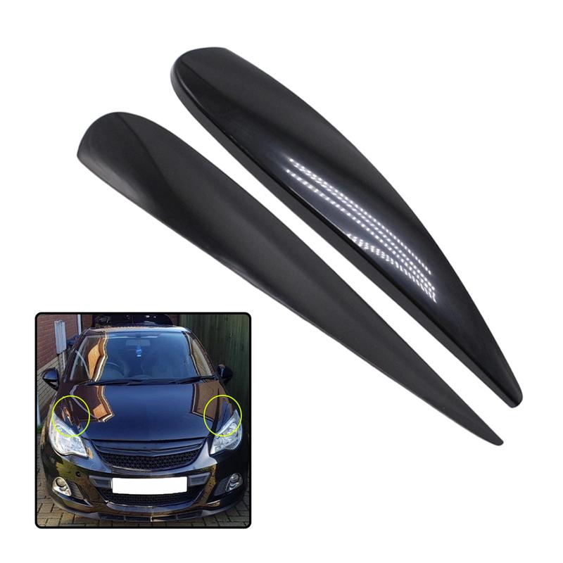 Car Headlight Upper Eyebrows Eyelid Cover For Vauxhall For Opel For Corsa D 06-14 Glossy Black Headlight Eyebrows Exterior Parts