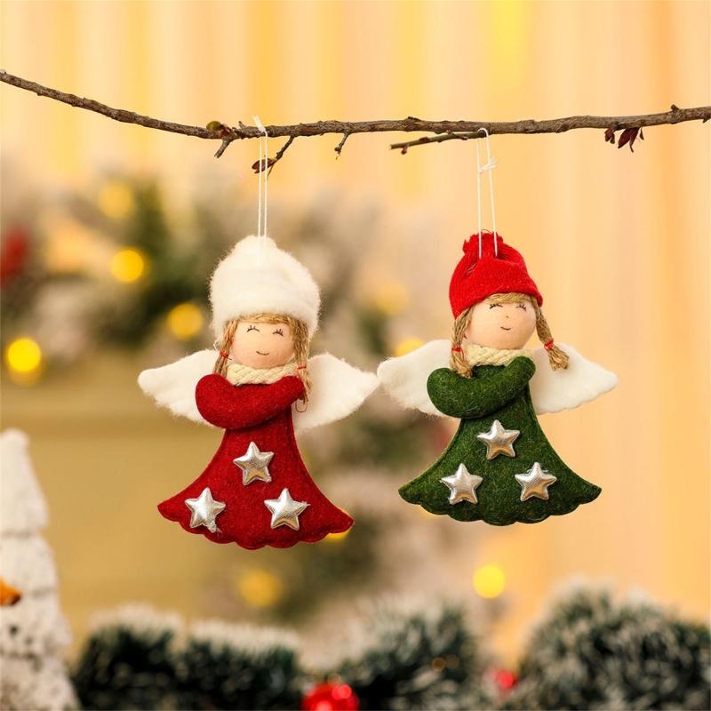 4Pcs Festival Angel Wing Ornaments For Christmas Tree Decoration Easy Hanging Design Polyester Holiday Decorations