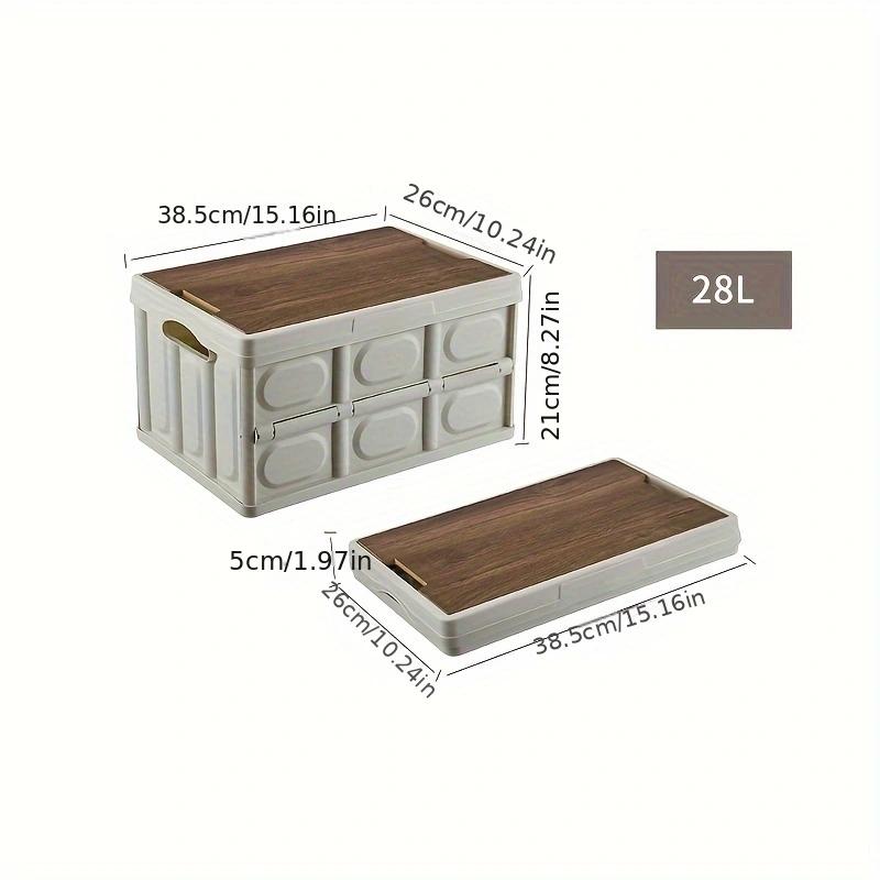 Outdoor Camping skládací box s dřevěným víkem Úložný box do auta Organizér na jídlo Nádoba pro domácnost Velkokapacitní úložný box
