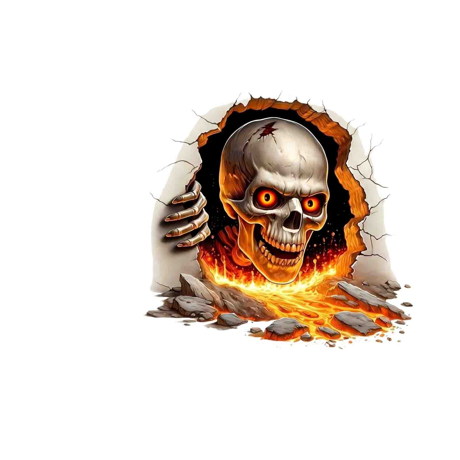 Halloween Self Adhesive Wall Decal Skull Breaking Through Wall Design for Living Room Bedroom Party Decoration Quick Setup for Themed Atmosphere One Size