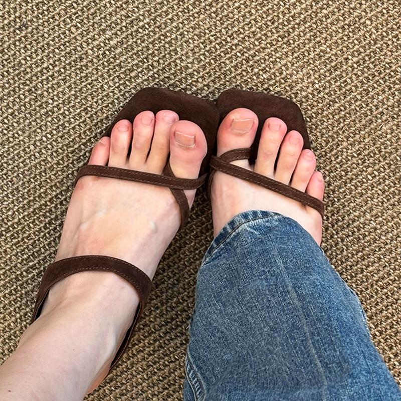 Fashion Fashion Clip Toe Narrow Band Woman Slippers Fashion Low Heel Slides Ladies Concise Dress Summer Shoes