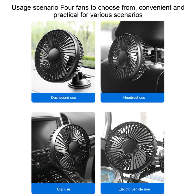 USB Fan For Car Backseat Car Seat Cooling Fan Powerful Air Cooler With Suction Cup Vehicle Accessories 3 Speeds USB Rechargeable