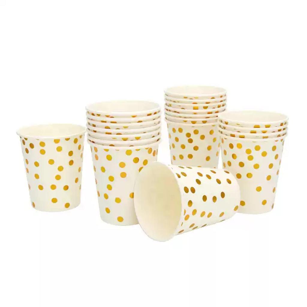 7" and 9" Polka Dot Hot Stamped Disposable Paper Plates - Party Set