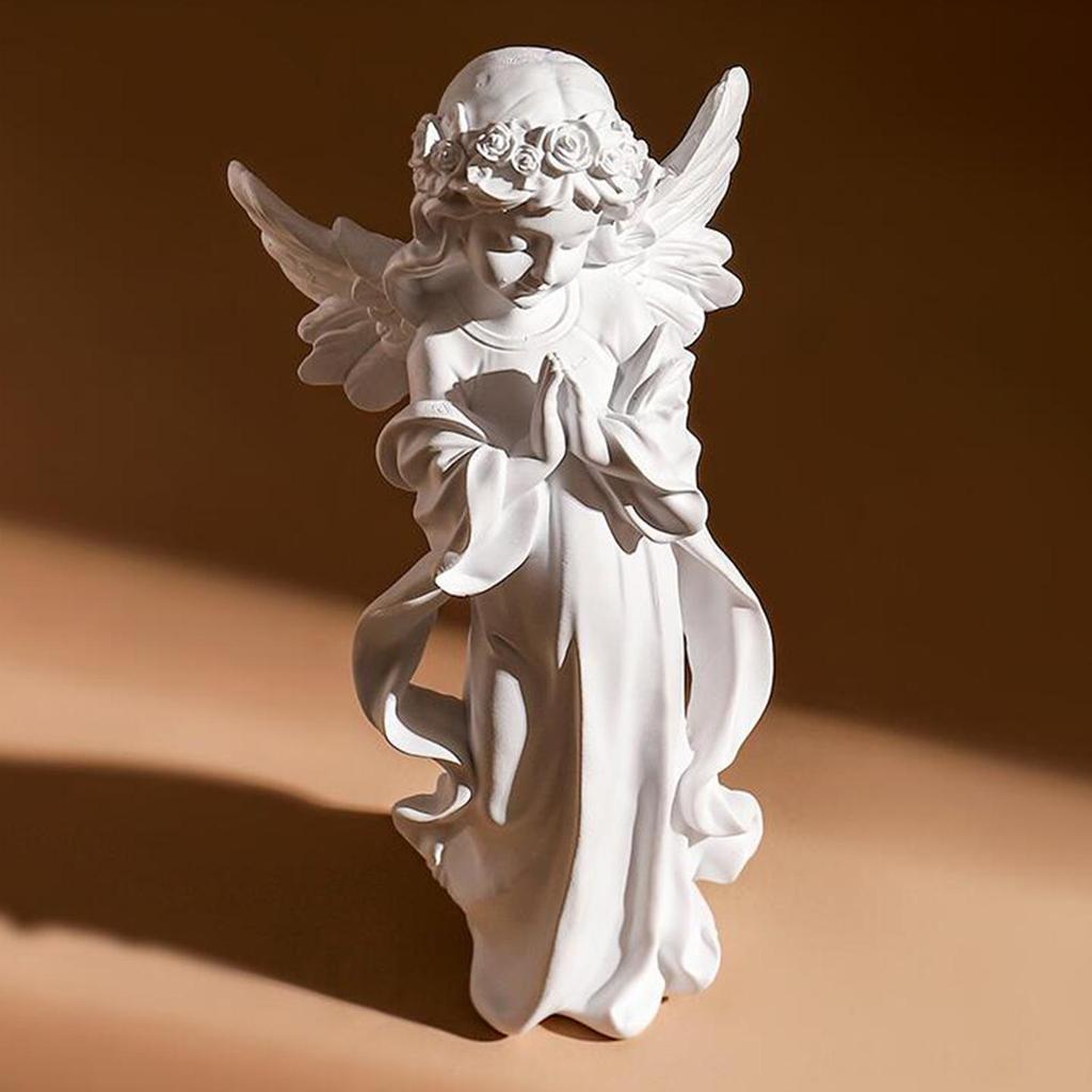 Cute Resin Praying Angel Figurine European Style Fairy Prayer Angel Shelf Sculpture Desktop Ornament