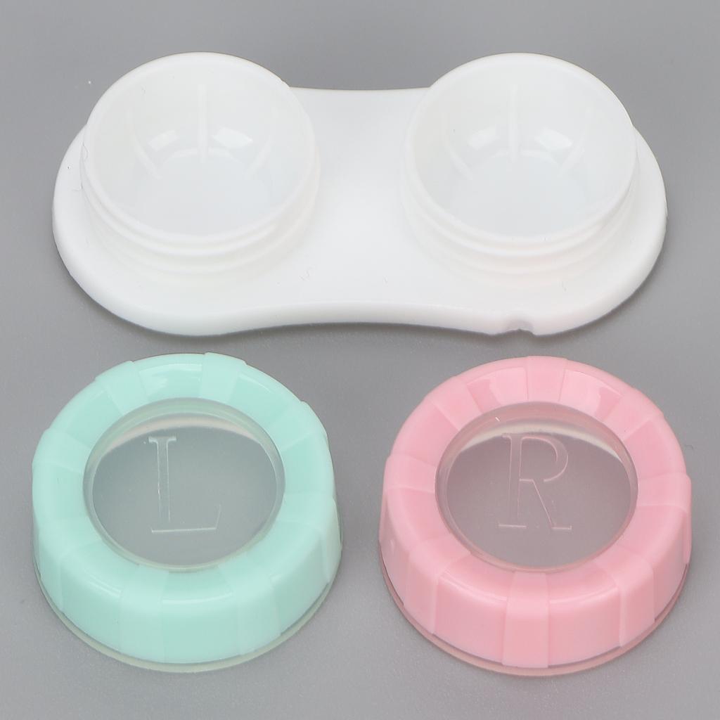 Contact Lens Case Professional Simple Portable Cosmetic Contact Lenses Box Holder with Nursing Liquid Bottle