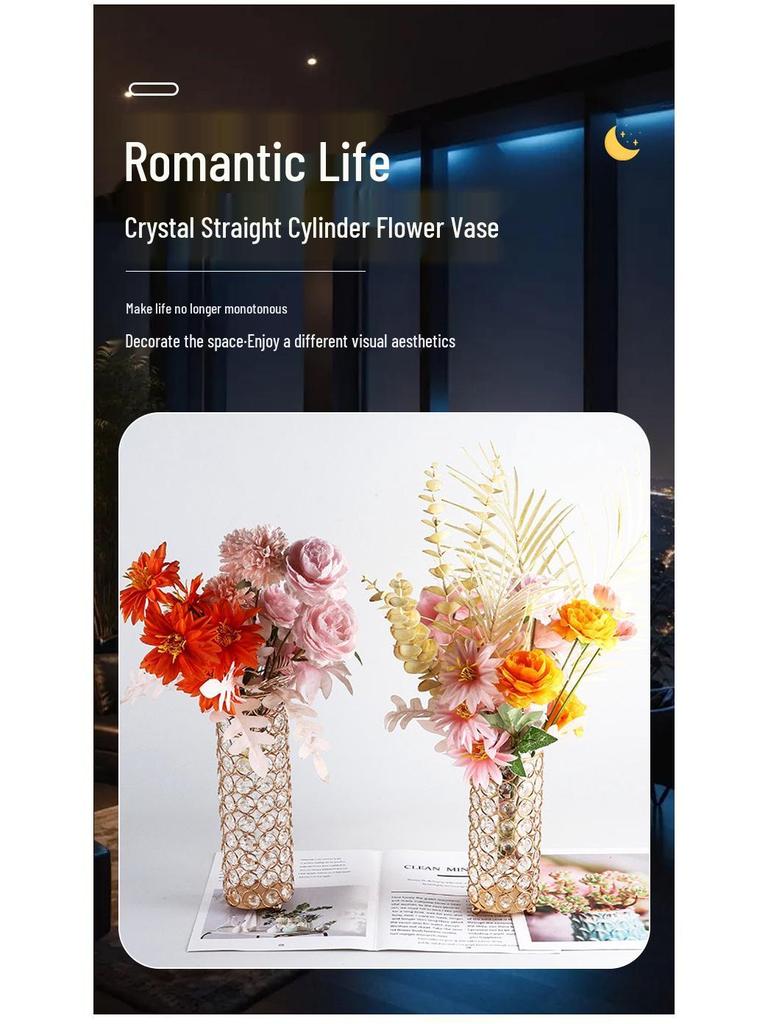 Nordische Kristall-Zylinder-Vase & Teelichthalter - Elegantes Hochzeits-Tischmittelstück