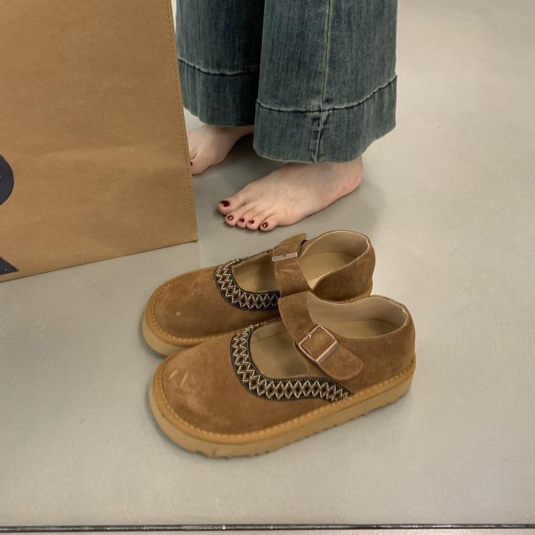Vintage Fashionable and Comfortable Female Moriatic Literary Single Shoes Thick Bottom Ugly Cute Mary Jane Bean Lady Shoes