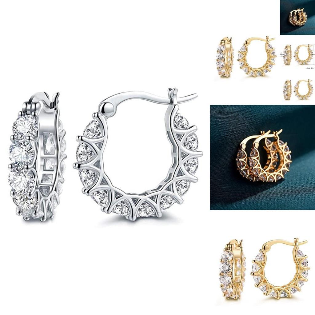 Elegant Copper Zirconia Hoop Earrings For Women With Geometric Design And French Flair