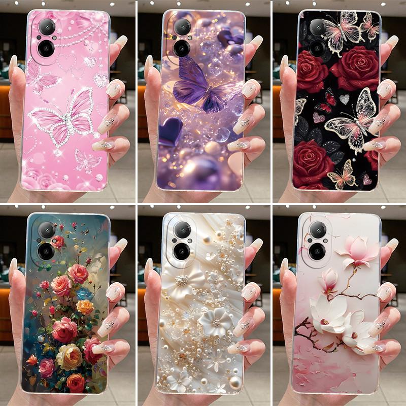 For Realme C67 4G RMX3890 Case C55 RMX3710 Casing Fashion Flower Clear Soft TPU Cover For Realme C67 C 67 C 55 RealmeC67 Bumper