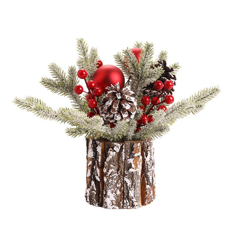 25cm Flocking PE Simulation Christmas Pine Cone Tree Decoration High-quality Home Window Desktop Ornaments Mini Christmas Tree